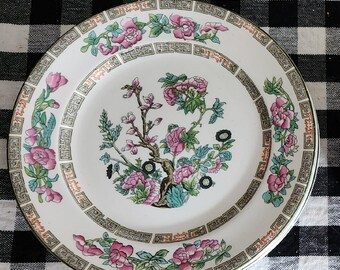 Indian Tree Plate Set of 4 Small Vintage Maddock Indian Tree Bread Salad or Dessert Serving Dish Asian Kitchen Home Decor Greek Key Trim