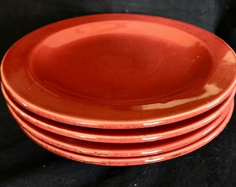 Red Dinnerware Plate Salad Set of Rustic Dark Red Design Serving