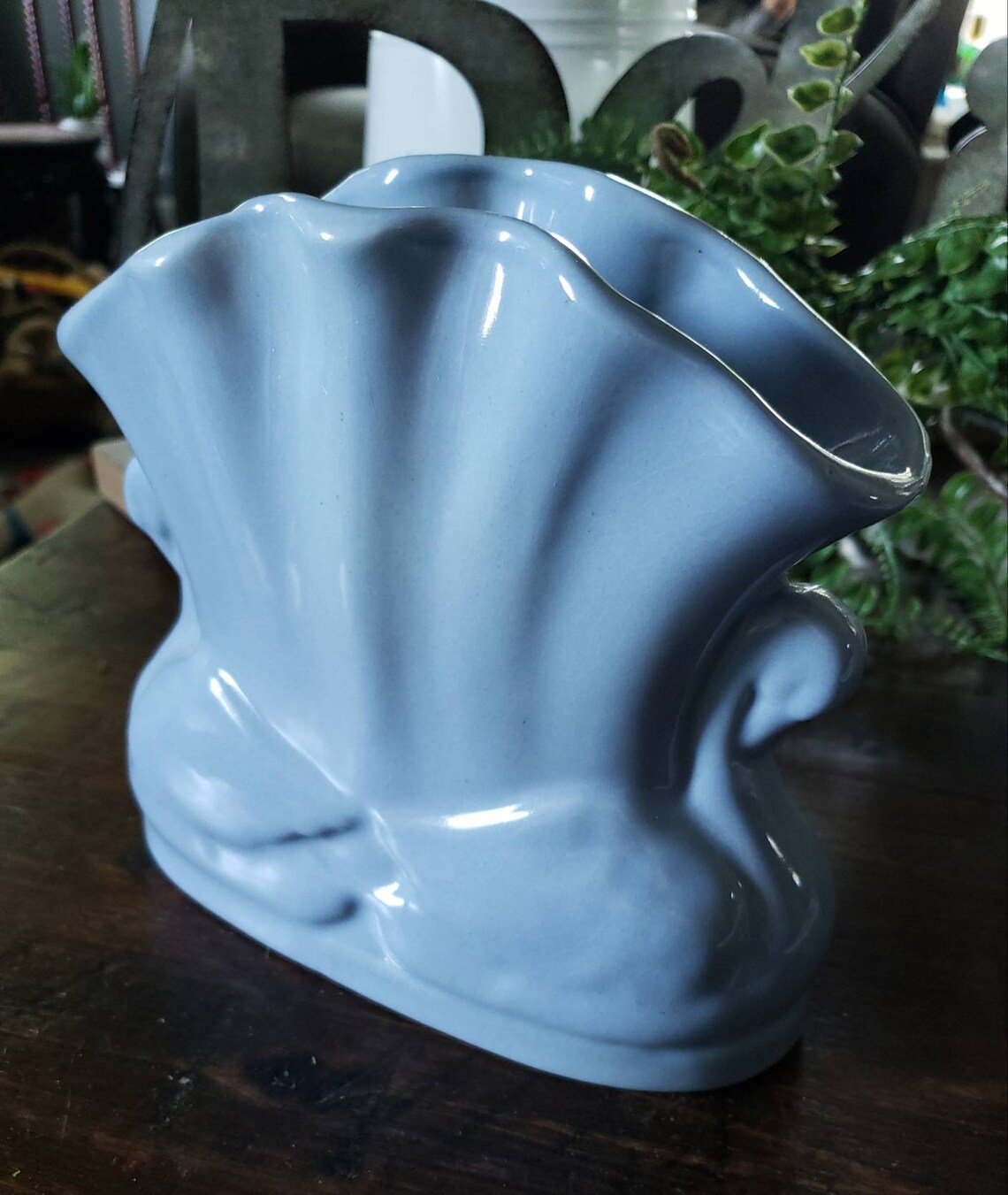 Sunbright Swan Vase Rare Antique Blue Double Swan Floral Etsy