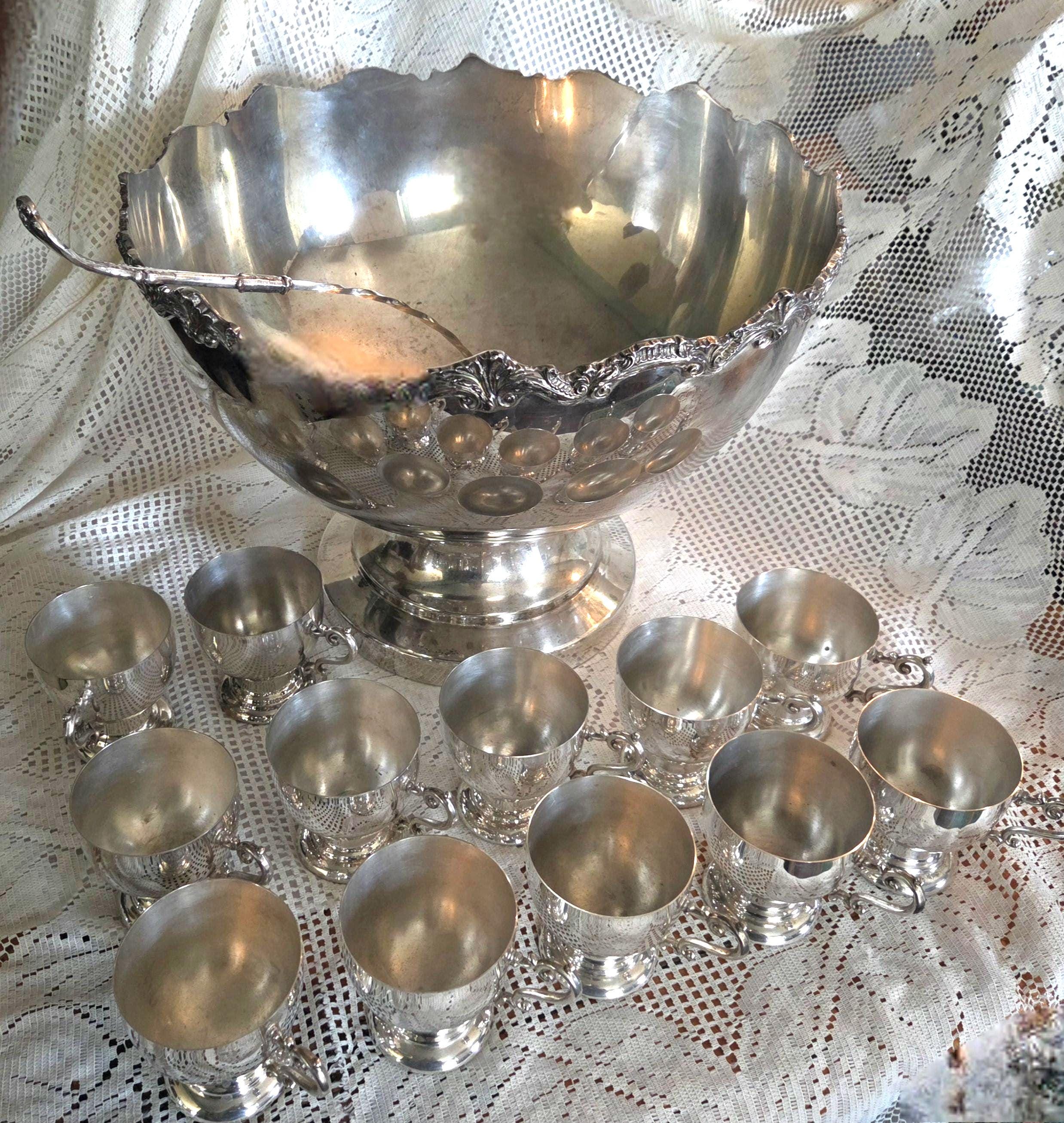 Silver Punch Bowl and Ladle