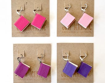Little Book Earrings - 1 pair, Leather Books, Mini Books, Book Lover, Miniature, Book Gift, Leather Sketchbook, Earrings, Reader Gift