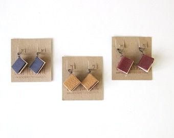 Tiny Book Earrings - 1 pair, Leather Books, Miniatures, Book Lover, Little Book, Small Book Jewelry, Book Gift, Leather Earrings, Librarian