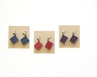 Little Book Earrings - 1 pair, Leather Books, Mini Books, Book Lover, Miniature, Book Gift, Leather Sketchbook, Earrings, Reader Gift