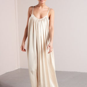 Flowing Maxi Maternity Slip Wedding Dress LUCIA in Light Cream Viscose image 6