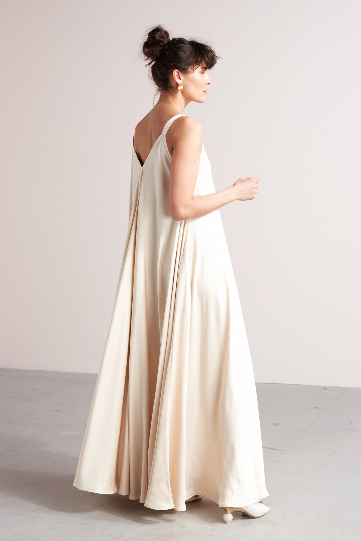 Extremely Flowy Maxi Dress MALIA, Ankle Length Dress, Loose Dress, Sleeveless Dress, Summer Dress in Light Cream Viscose Extremely Flowy Maxi Dress MALIA, Ankle Length Dress, Loose Dress, Sleeveless Dress, Summer Dress in Light Cream Viscose