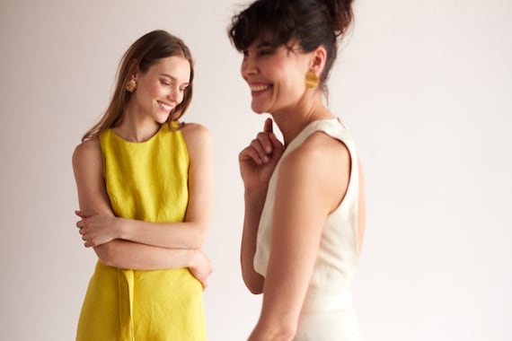 Linen Midi Dress AMILA, Open Back, Summer Beach Dress, Backless Dress, Bridesmaids Dress, Evening Dress in Light Cream - Etsy Linen Midi Dress AMILA, Open Back, Summer Beach Dress, Backless Dress, Bridesmaids Dress, Evening Dress in Light Cream - Etsy