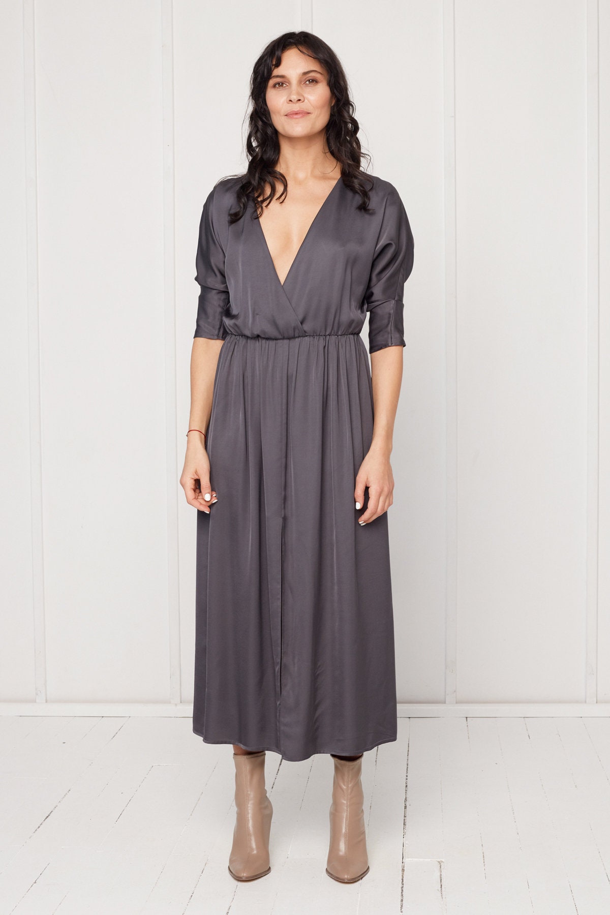 green sweater midi dress CLASSY WRAP TOP SWEATER MIDI DRESS GREEN – AKIRA