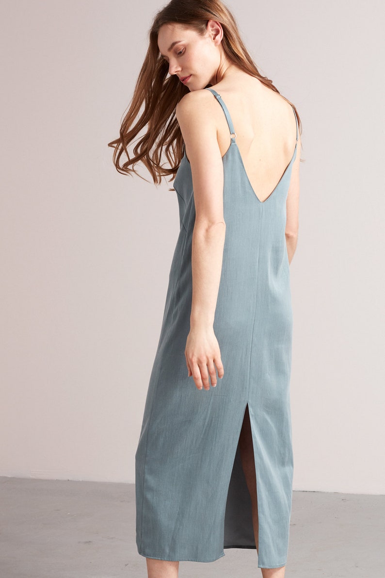 HANI cupro cotton midi slip dress in dusty coral