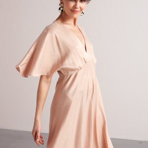 NORA midi butterfly sleeves dress in light cream