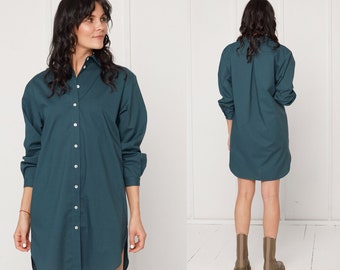 MIRA Mini Tencel Shirt Dress in Taupe Blue