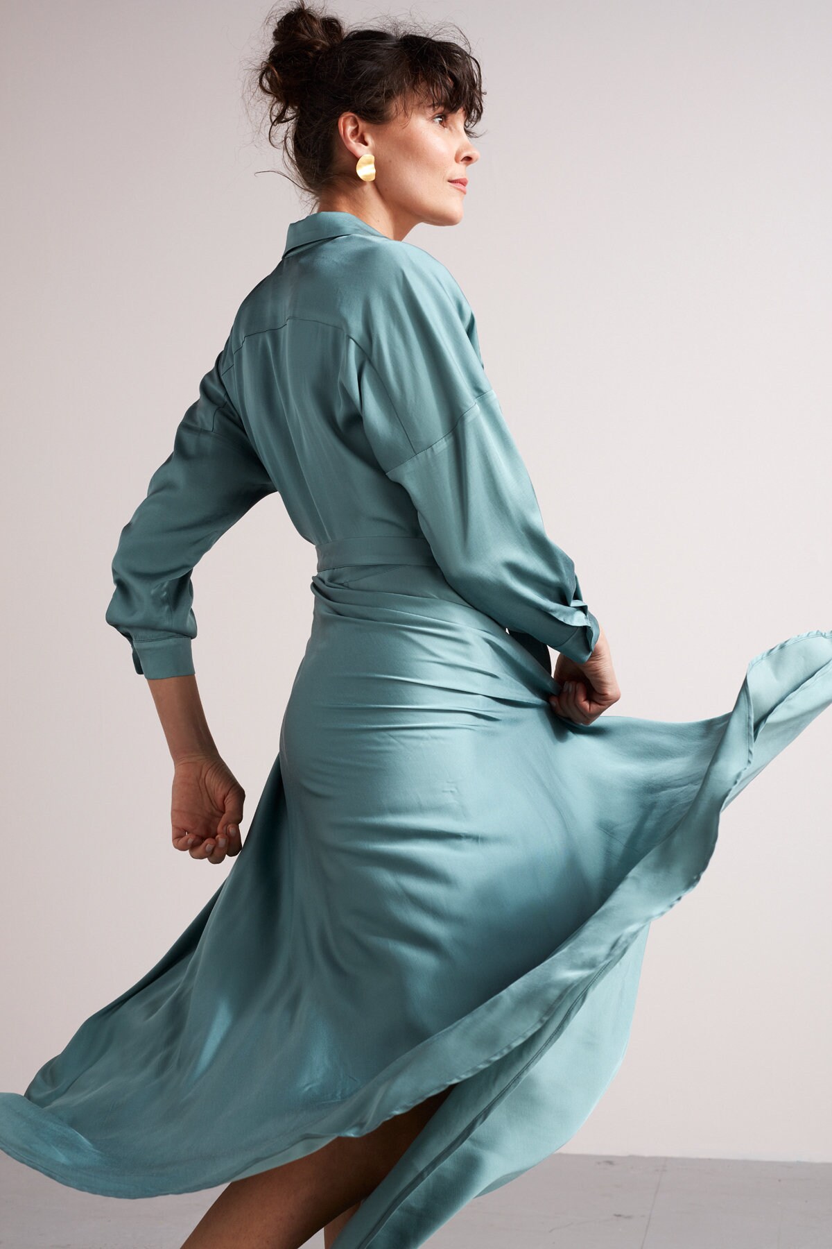 Robe D'été Maxi Caché En Soie - Noir Et Blanc - Col Boutonné - Taille S - Neuf Avec étiquettes