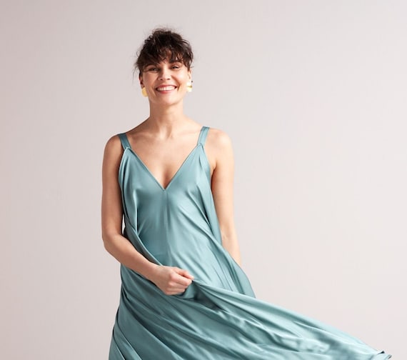 Dusty blue cheap flowy dress