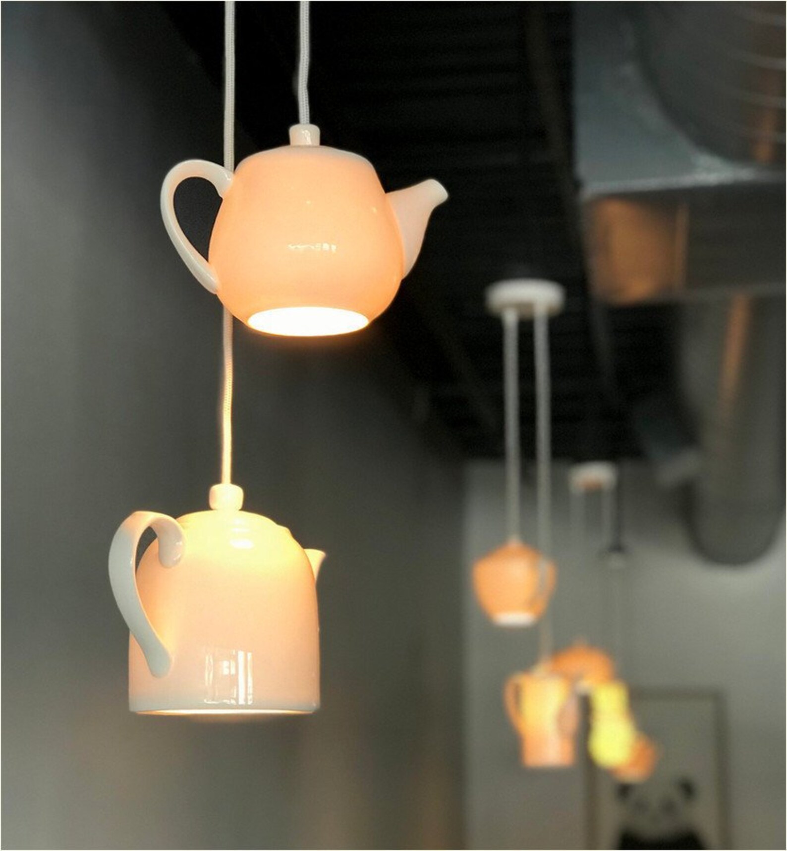 Teapot chandelier double teapot pendant light cafe interior Etsy