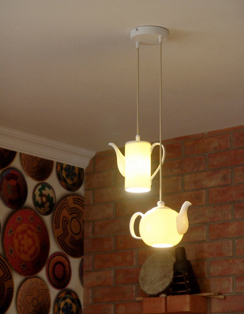Teapot lamp triple teapot pendant lighting cafe interior Etsy