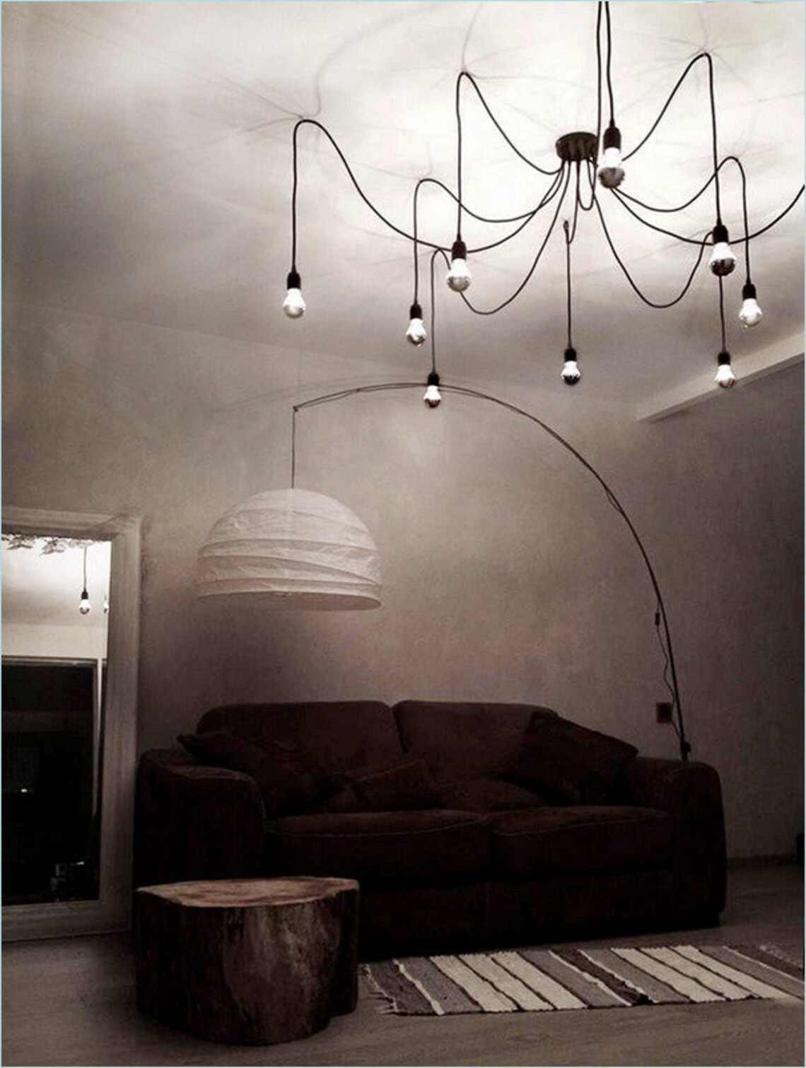 Big black chandelier living room lighting fabric covered Etsy