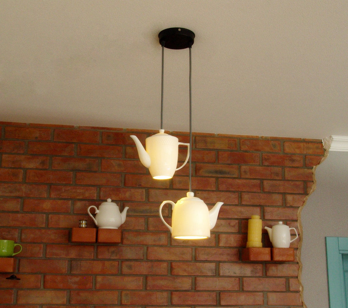 Teapot chandelier double teapot pendant light cafe interior Etsy