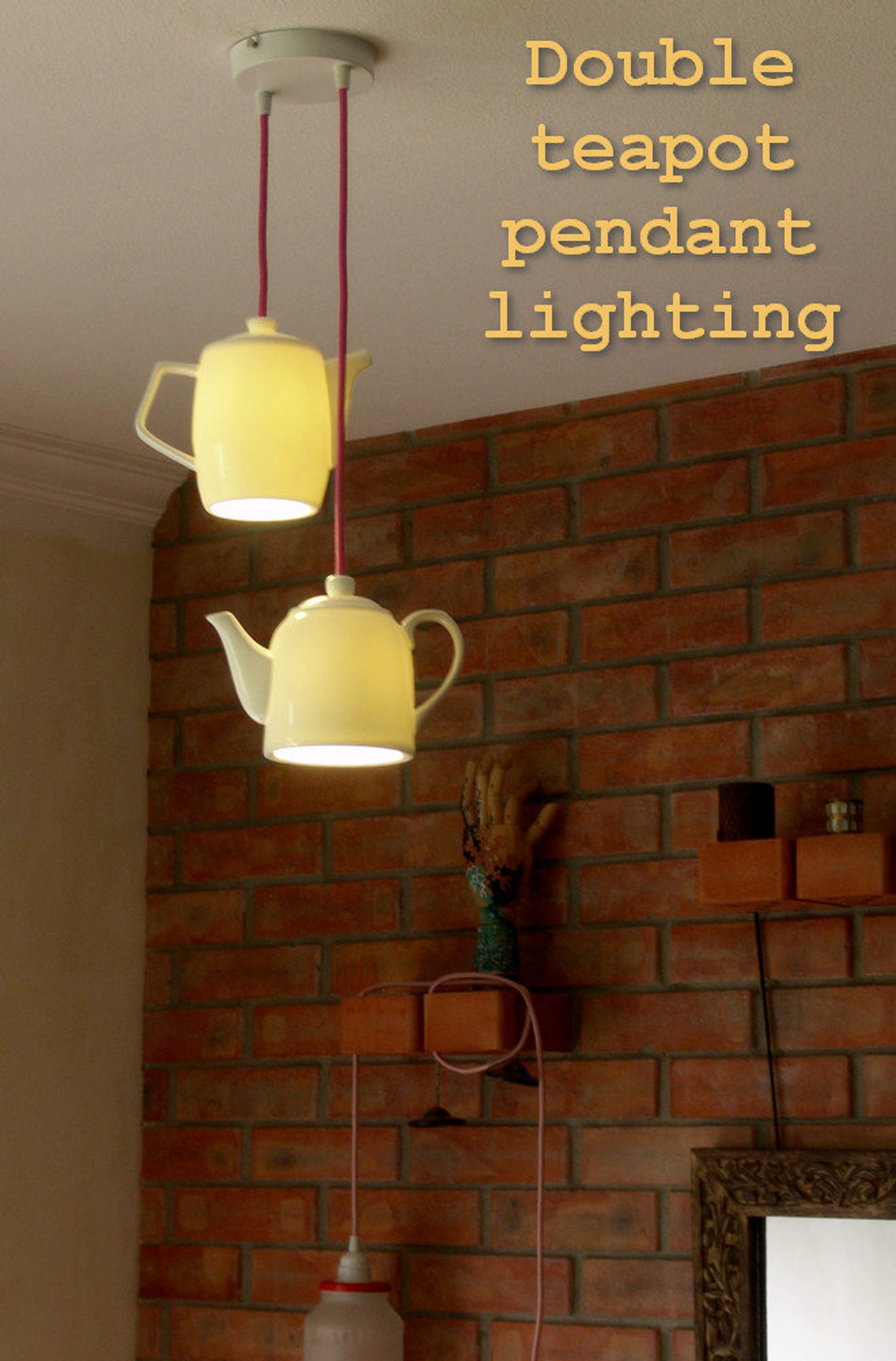 Teapot chandelier double teapot pendant light cafe interior Etsy