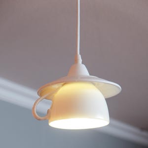 Porcelain teacup pendant light | Cafe lighting | Coffee shop lamp