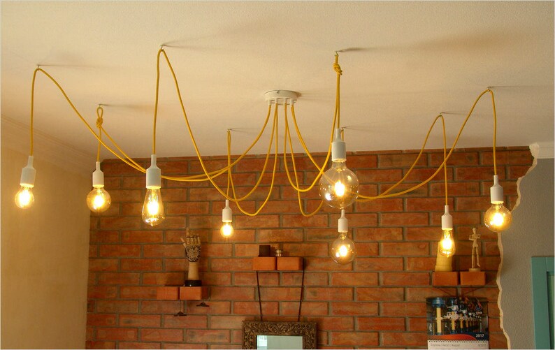 Yellow Chandelier Ceiling Lamp Dining Room Lighting With 8 Image 0