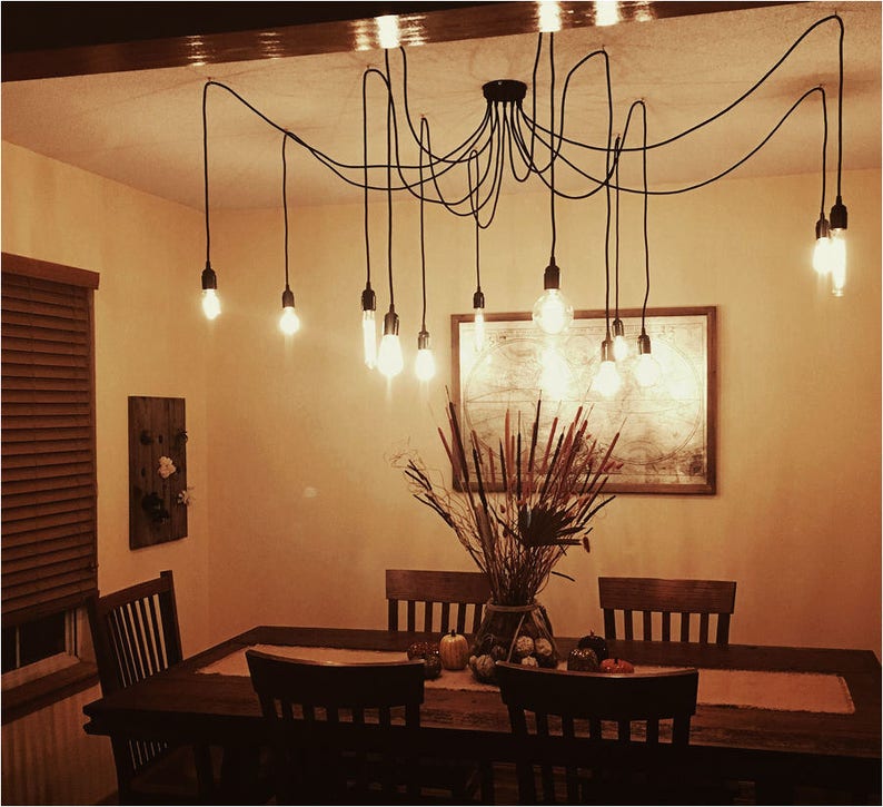 Big black chandelier living room lighting fabric covered Etsy