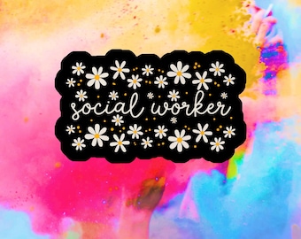 Boho Daisy Social Worker Sticker • Waterproof Vinyl Decal