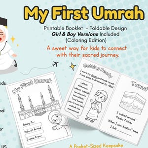 Islamic Worksheet – My First Umrah Coloring & Reflection Foldable Booklet for kids - Islamic homeschool