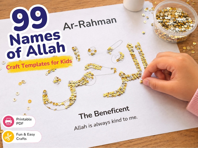 Allah Activity 99 Names of Allah Craft Templates for Kids | Islamic Arabic Activity ...