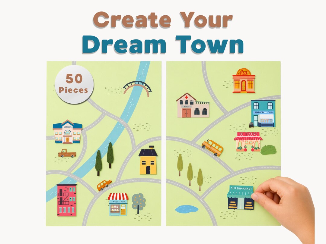 Build a Town Printable | Cut and Paste Kids Craft Activity (PDF ...