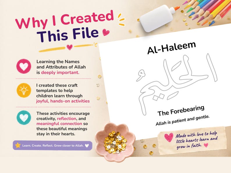 99 Names of Allah Craft Templates for Kids | Islamic Arabic Activity ...