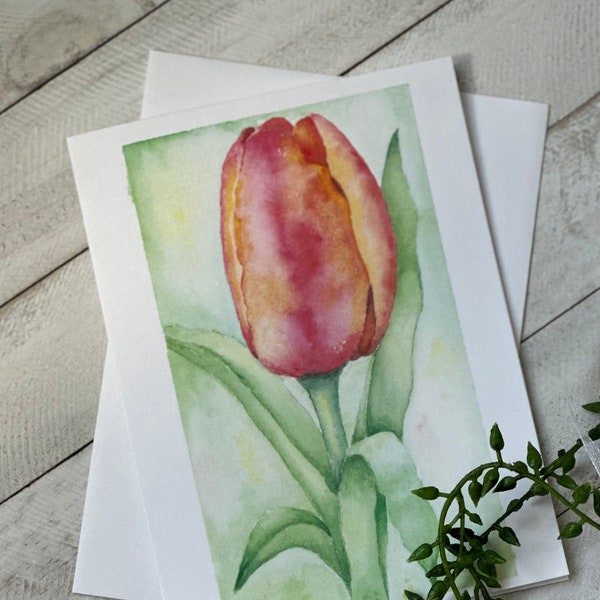 Tulip Watercolor Greeting Card | All Occasion Greeting Card | Blank inside | 4x6 botanical Greeting Card | Floral Watercolor Print