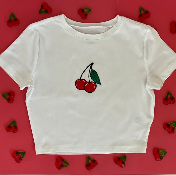 Cherry Crop Top, Block Printed top, crop top, cute crop top, cherry top, cherry print top, cherry shirt, cherry tank top, Harry Styles