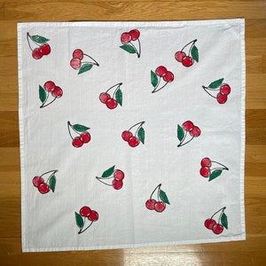 Cherry Tea Towel, Dish Towel, Kitchen Towel, Cloth Napkin, Block Print, Flour sack, hostess gift, botanical print, cherry print