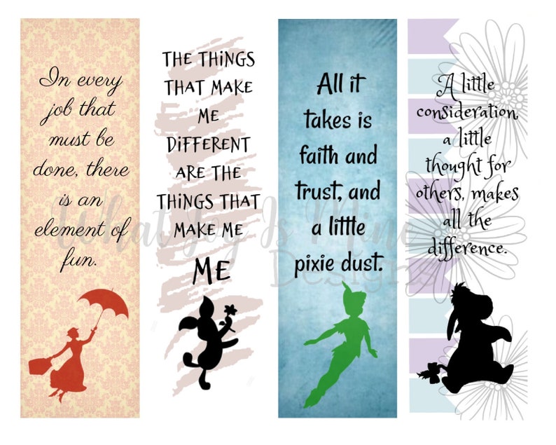 disney bookmarks set of 8 4 different designs avid reader etsy