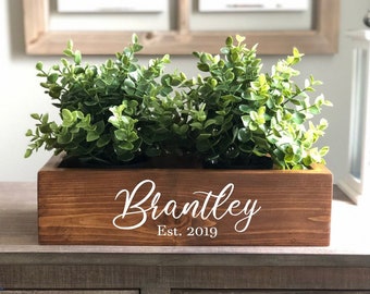 Personalized Rustic Wood Planter Box