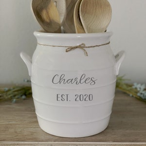 Personalized 8.5" Utensil Holder Crock