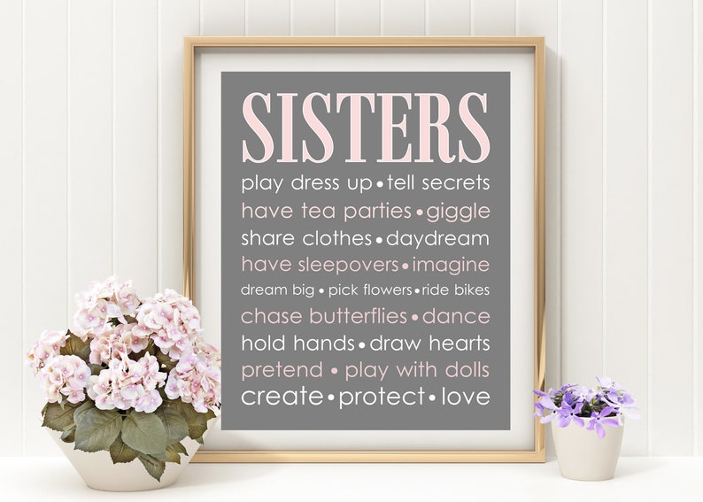 SISTERS Print Baby Girl Print or Canvas Art GIRL Nursery Art Etsy