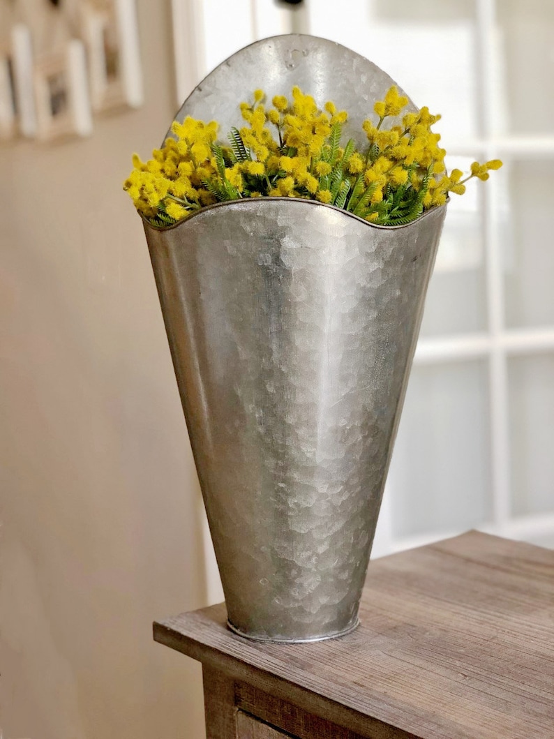Custom galvanized metal wall pocket wall flower holder metal Etsy