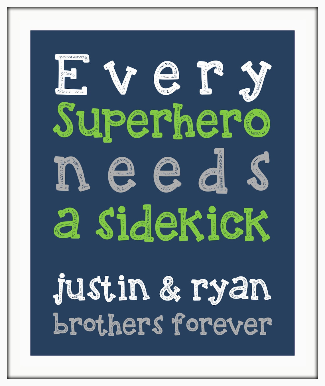Every SUPERHERO needs a sidekick BROTHER Boy wall art print. | Etsy