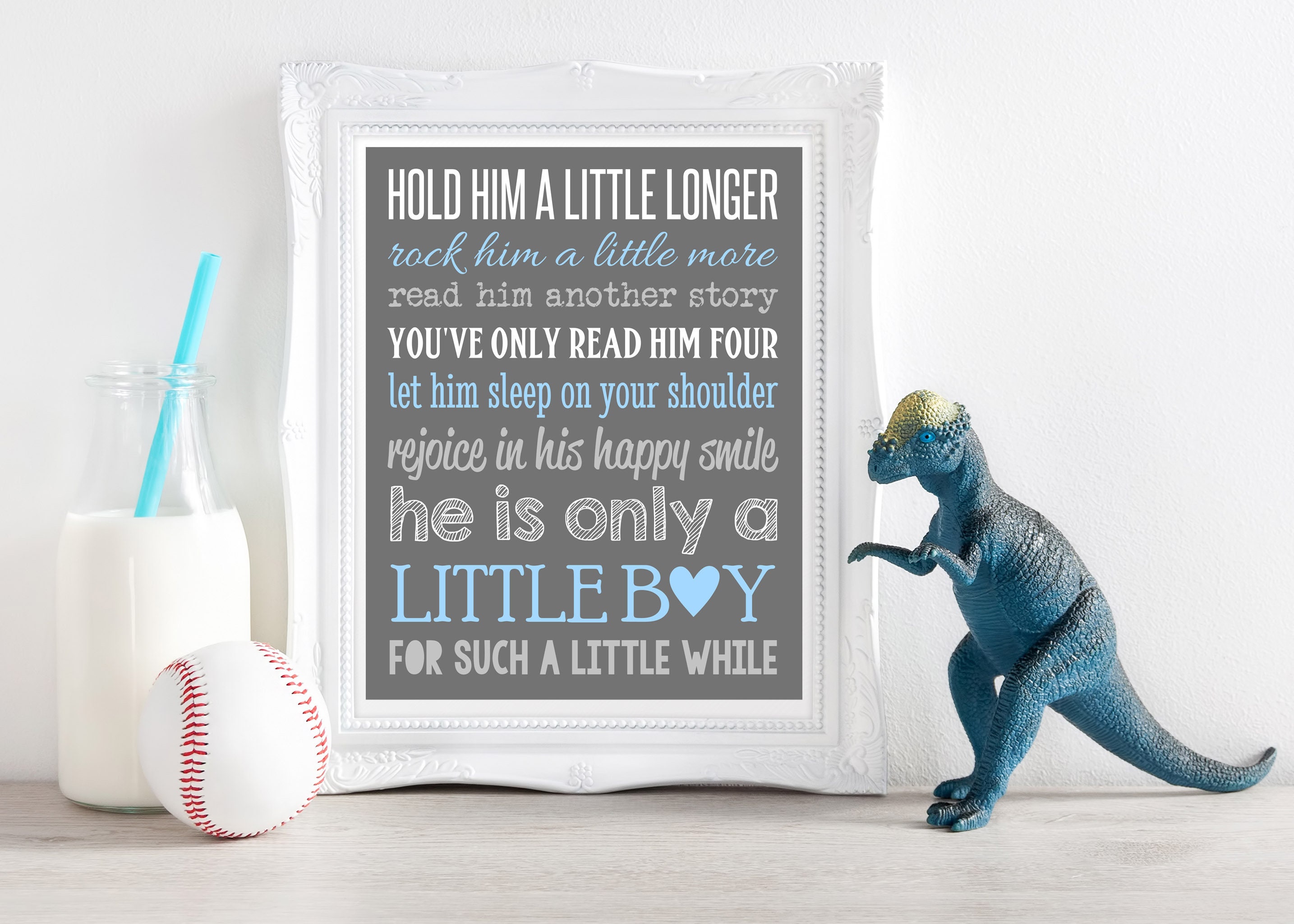 HOLD HIM a little longer sign print Canvas custom colors - Boy wall a…