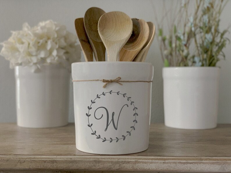 Personalized Classic MEDIUM ceramic utensil holder Custom Etsy