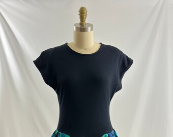 Vintage 80s Party Dress: Tropical Layered Skirt, Fit & Flare, Small