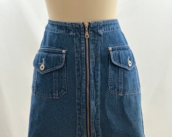 Vintage 90s Express Jeans High Waisted Denim Skirt High Rise Mini Skirt 28 Waist