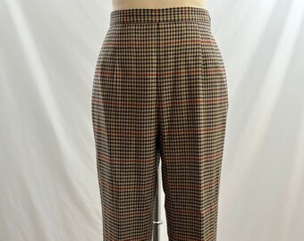 Vintage 80s Talbots Earth Toned Dark Academia High Waisted Flat Front Pants Side Zip Trousers 26 Waist
