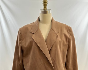 Vintage 80s Ultrasuede Beige Blazer Sport Coat Vintage Overcoat Large