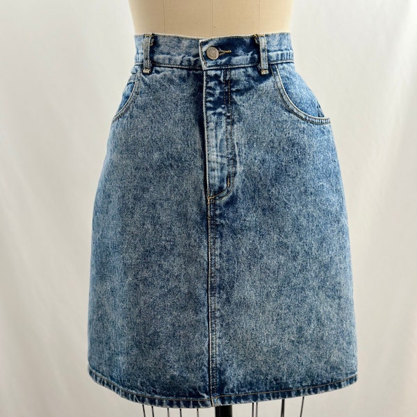 Vintage 80s Guess Jeans Acid Washed  High Waisted Denim Skirt High Rise Mini Skirt 28 Waist