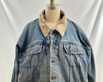 Vintage 90s Wrangler Denim Jacket: Distressed Grunge Trucker, Large