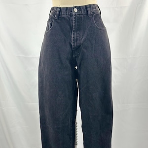 Vintage jaren 90 oude marineblauwe zwarte jeans: hoge taille, rechte pijpen, taille 32