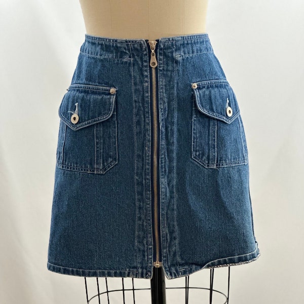 Vintage 90s Express Jeans High Waisted Denim Skirt High Rise Mini Skirt 28 Waist