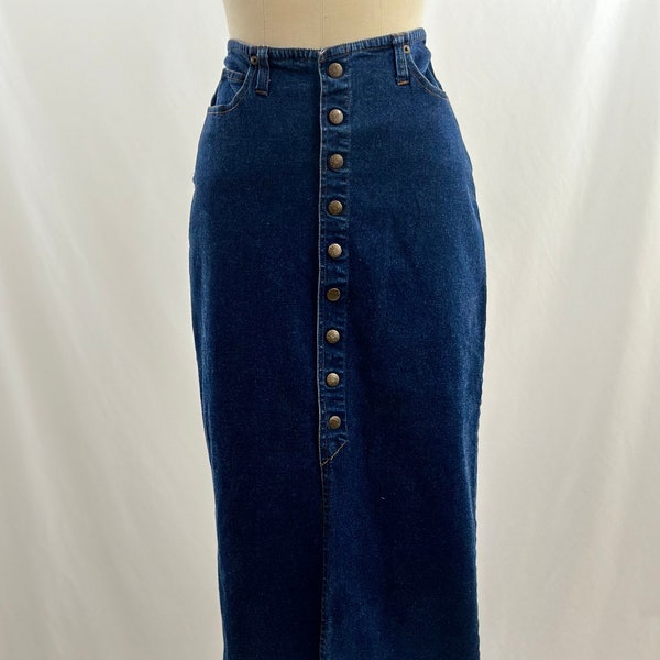 Vintage 90s Y2K Mudd Jeans Long Denim Maxi Jean Skirt Button Up Denim Skirt  28 29 Waist