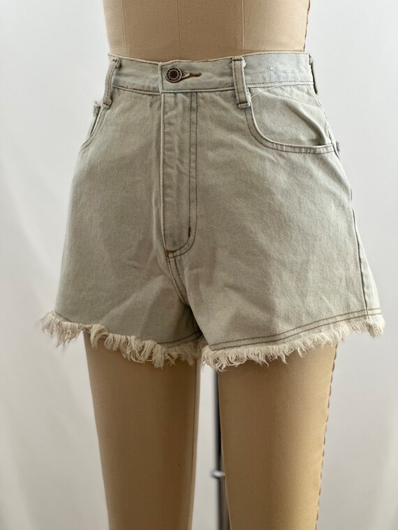 Vintage 90s STEEL High Waisted Jean Shorts High R… - image 3